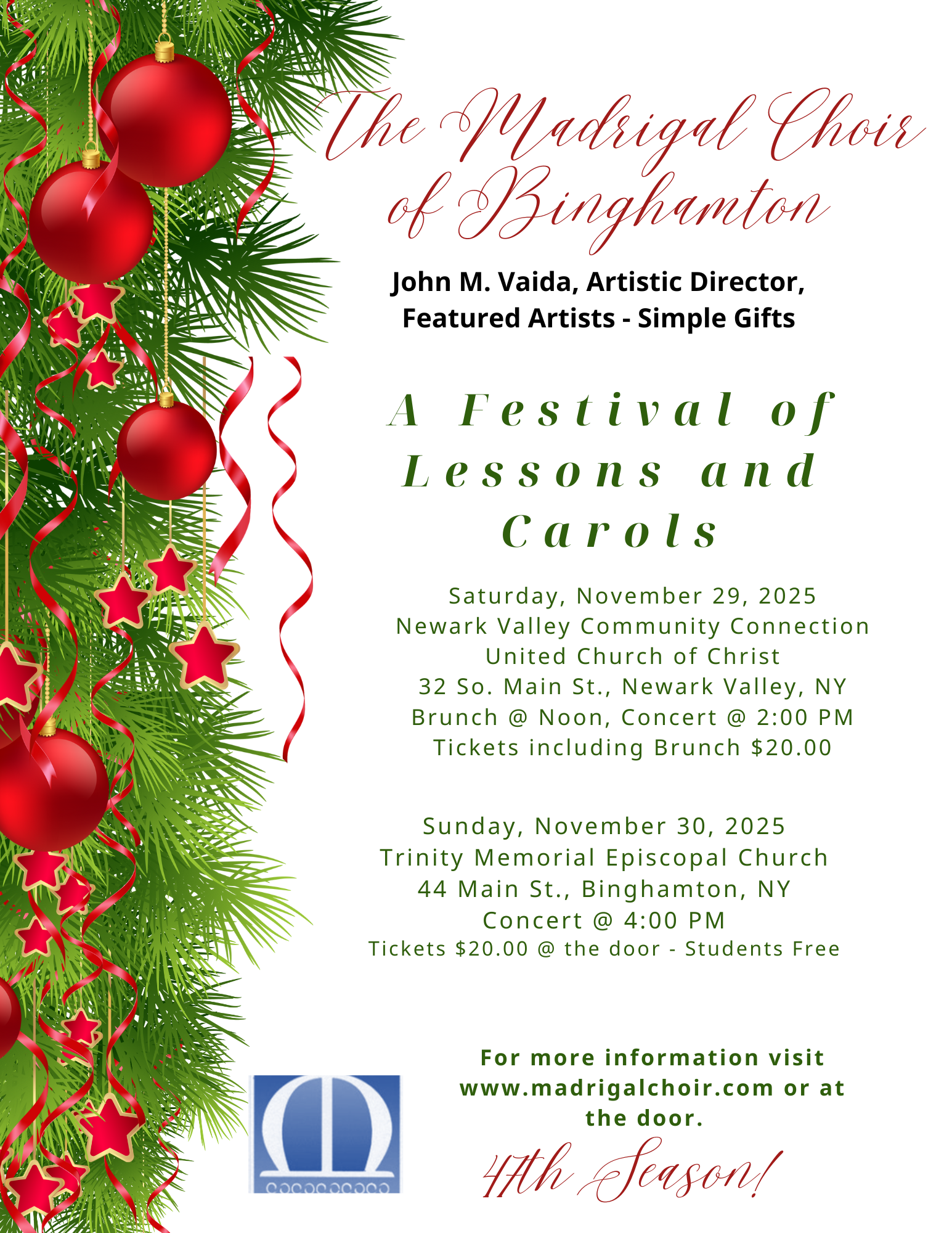 Corrected Flyer, Lessons & Carols